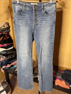 Free People We The Free High Rise Button Fly Bootcut Jeans Size 30 Blue thumbnail 2