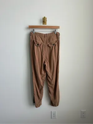 Free People Faded Love Linen Blend Trousers Camel Brown Women's 28 thumbnail 10