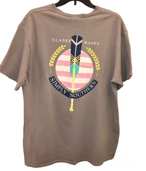 Simply Southern Classy Happy Lake‎ Paddle T-Shirt Grey Large thumbnail 1