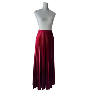 Vintage ‘70s Crimson Pleated A-Line Maxi Skirt thumbnail 5