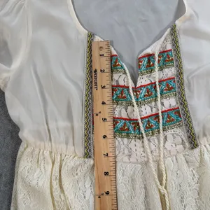 Flying Tomato Mini Dress Sheer Lace Womens Small Boho Tassel Peasant Embroidered thumbnail 8