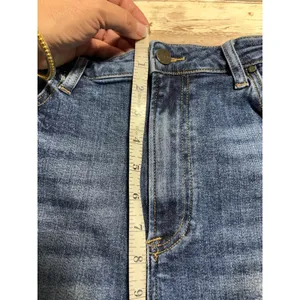 Risen Jean Shorts Frayed Hem Women's Plus Size 2X Distressed Denim Medium Wash thumbnail 6