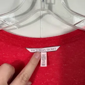Victoria's Secret Red Henley Button 3/4 Sleeve Lightweight Lounge Top Large L thumbnail 3