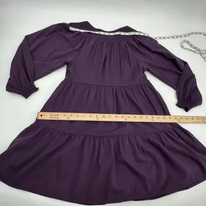 Old Navy Dress Womens XS Purple Tiered Smocked Yoke Mini Long Sleeve Peasant NWT thumbnail 11
