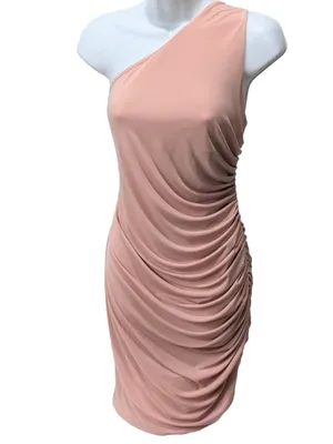 NWT Michael Costello x Revolve Bodycon Mini Dress Blush Pink one shoulder Small thumbnail 6