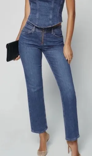 Reformation Julianna Exposed Zip Mid Rise Straight Leg Jeans in Mesa 28 thumbnail 1
