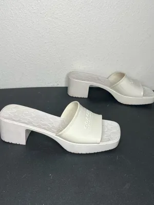 Coach Scarlett Rubber Block Heel Sandal Mule in Ivory Size 8 thumbnail 3