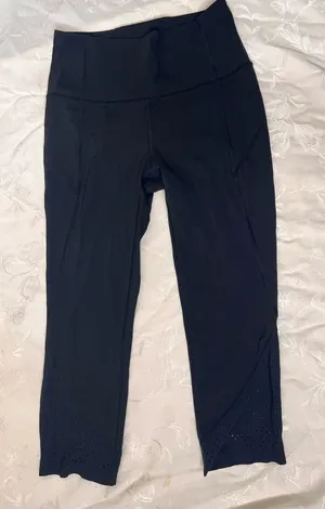 lululemon athletica Black Capri Leggings with Laser-Cut Hem thumbnail 1