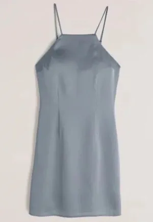 Abercrombie NWT High Neck Satin Mini Dress - Teal - XS thumbnail 1
