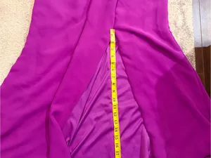 White by Vera Wang One-Shoulder Fuchsia Evening Gown thumbnail 10