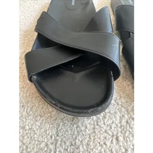 Birdies The Robin Slide Sandals Shoes Black Leather Festival Boho Beach thumbnail 2
