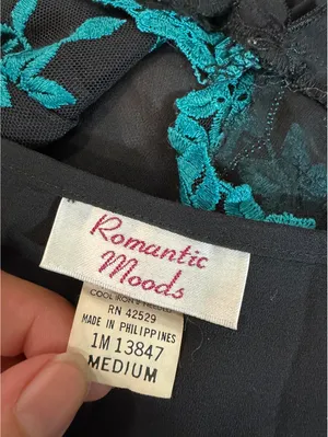 Black and Turquoise Lacey Floral Babydoll Slip thumbnail 3