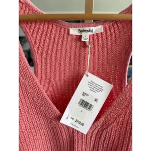 Splendid Collection‎ Womens Pink Knit Racerback V-Neck Tank Top Size L NWT thumbnail 3