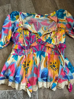 Farm Rio x Anthropologie Puff-Sleeve Tie-Front Blouse thumbnail 1