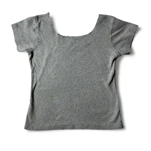 Gray First Lady‎ Short Sleeve Scoop Neck Top Tee Basic Casual thumbnail 2