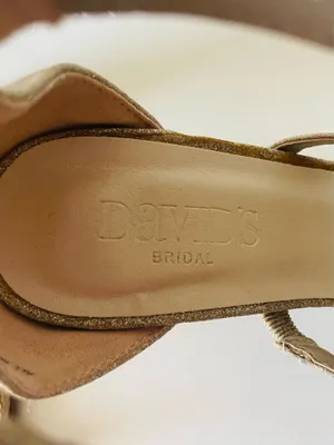 David's Bridal Callista Gold Glitter Block Heel Sandals Strappy Wedding Prom 6.5 thumbnail 5