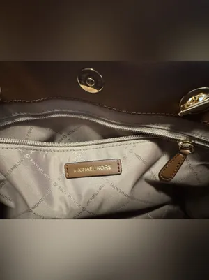 Michael Kors Teagen Large Logo Shoulder Bag Brown MK Monogram EUC purse handbag thumbnail 16