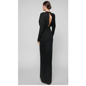 Witness‎ of Love Black High Neck Open Back Maxi Dress Long Sleeve Slit Size XL thumbnail 2