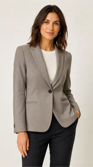 ZARA Women’s Gray Taupe One Button Fitted Blazer Size 2 thumbnail 1