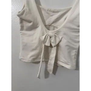 Edikted White Cropped Bow Tie Front Square Neck Knit Stretch Tank Top XS thumbnail 3