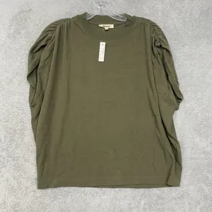 Madewell Relaxed Muscle Tee Women M Green Vintage Jersey Shirred Shoulder NZ393 thumbnail 2
