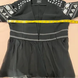 XOXO Sequin Embellished Embroidered Chiffon Hem‎ V Neck Peplum Jacket Size S thumbnail 14