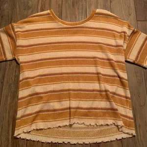 American Eagle Top Striped Shirt Yellow Women’s Medium thumbnail 1