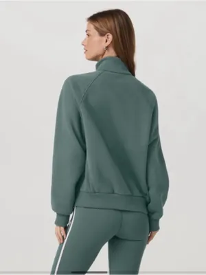 Vuori Restore Double Zip Sweatshirt Jacket in Agate Green Large Organic Cotton thumbnail 3