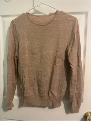 Lightweight Crewneck Sweater in Beige Tan thumbnail 1