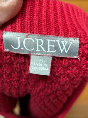 J. Crew Tomato Red Baggy Chunky Cable Knit Fisherman Slouchy Crew Neck Sweater M thumbnail 4