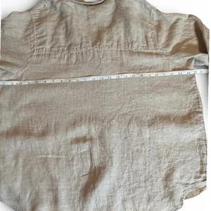 Sigrid Olsen 100% Linen Shirt Women 1X Oatmeal Beige Tunic Button Front High Low thumbnail 7