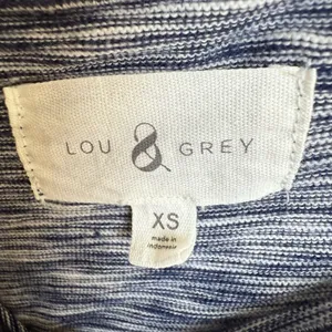 Lou & Grey Blue White Striped Maxi Dress‎ XS Cotton Knit A-Line V-Neck Pockets thumbnail 5