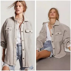 Free People Ruby Jacket in Stone Size Small Oversized Boho Shacket thumbnail 2