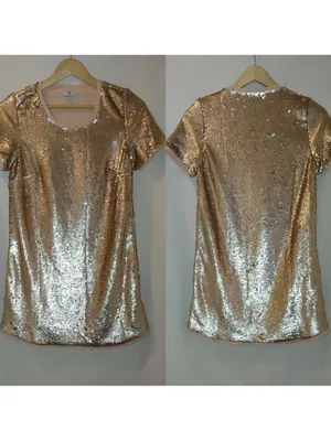 Tobi Shift in Time Sequin Dress Shirt Blush Rose Small Mini Short Sleeves thumbnail 2