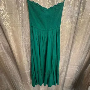 Aerie Kelly Green Smocked Strapless Midi Beachy Summer Dress XS NWT thumbnail 2