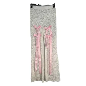 Love Highlight Cream‎ Lace Bohemian Bell Bottom Pants Size Large 28" waist thumbnail 7