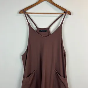 Automet Harem Jumpsuit Womens Large Brown One Piece Slouchy Cotton‎ Comfort L thumbnail 2
