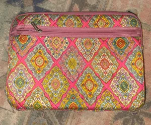 Pink Patterned Quilted laptop pouch thumbnail 1
