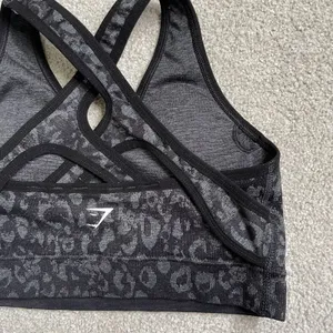 Gymshark Sports Bra Athletic Supportive Black Cheetah Print Cross Back Women's M thumbnail 6