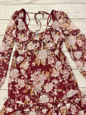 Altar'd State Sailor Floral Maxi Dress in Burgundy Size S NWT thumbnail 8