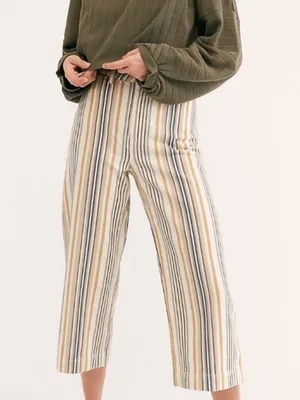 Free People We The Free Patti Pant in Textured Neutral Stripes thumbnail 3