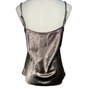 NEW Halara Silver Metallic Satin Adjustable Straps Cami Tank Top Womens Size M thumbnail 3