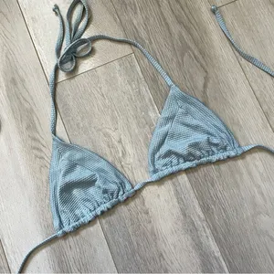 Frankies Bikinis Bikini Top polka dot sparkly womens Blue (xsmall) halter swim thumbnail 1