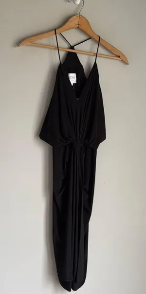 NEW MISA Los Angeles Domino Draped Mini Dress in Black XS thumbnail 4
