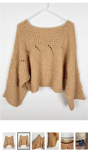 Pol Sweater Dolman Flare Sleeve Beige Knit Cropped Size Small thumbnail 2