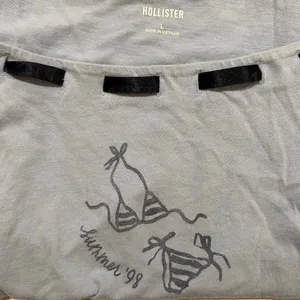 Hollister Size L Blue Ribbon Lace Up Baby Tee Summer 98 Y2K Coquette thumbnail 4