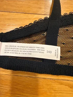 Auden black lace unlined balconette coverage underwire bra size 34D. thumbnail 7