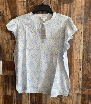 Style & Co womens crinkle gauze ruffled sleeve top size large thumbnail 2