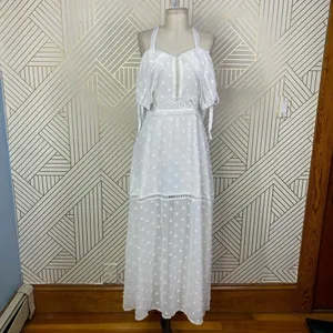 Lioness Cross Back Layered Folk Midaxi Dress in White Boho‎ Size US Small thumbnail 3