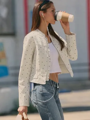 Nwt Zara Polka Dot Fitted Jacket Size Xs thumbnail 2